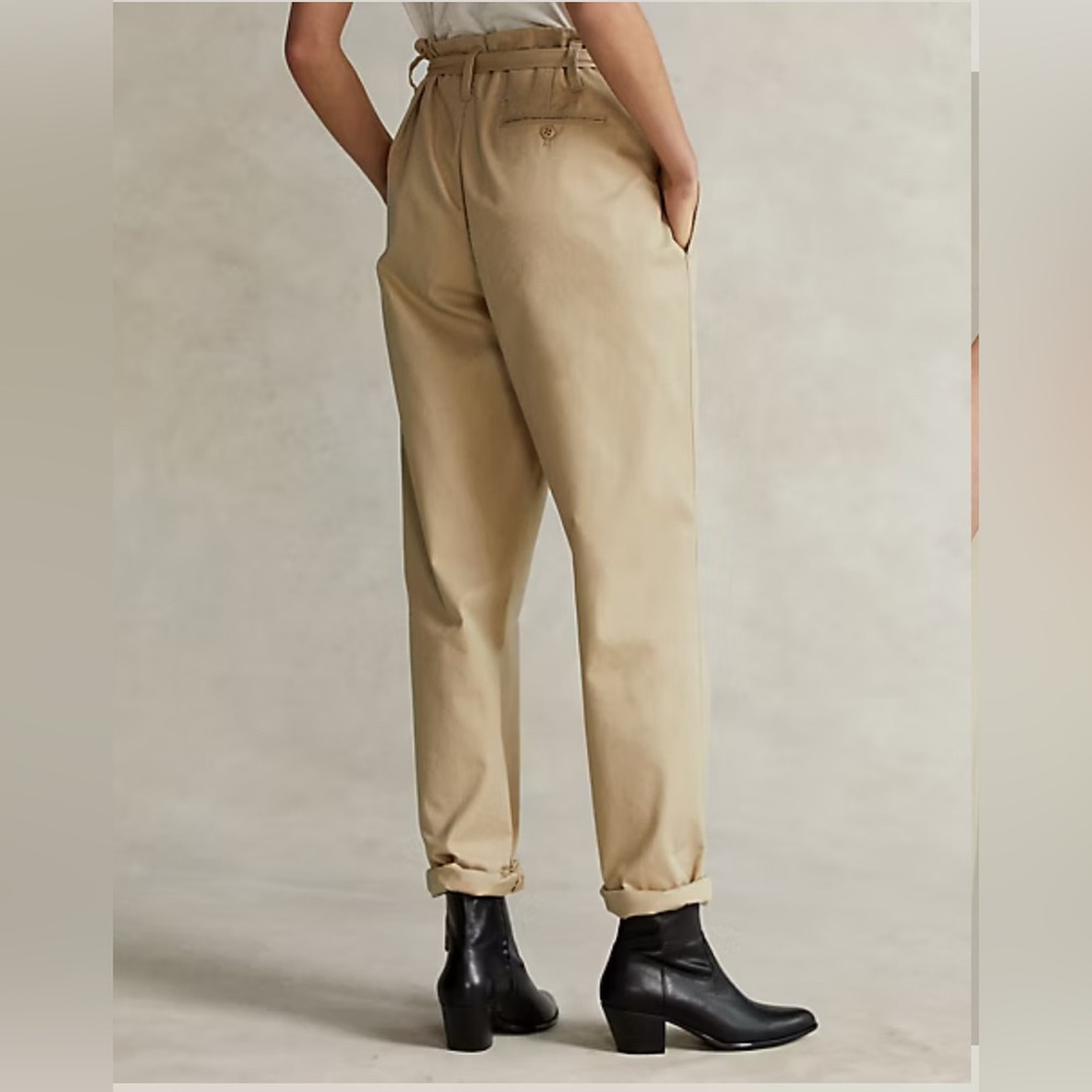 POLO RALPH LAUREN tan/beige Belted Twill Featherweight Safari Western pants sz 8 - Picture 2 of 15